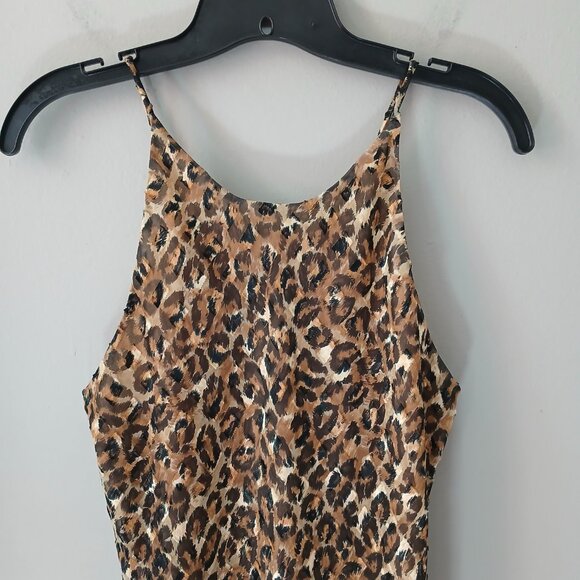 VTG 1990s Hampton Nites Sz 12 Cheetah Print Chiffon Cocktail Maxi Dress Lined - Picture 2 of 14
